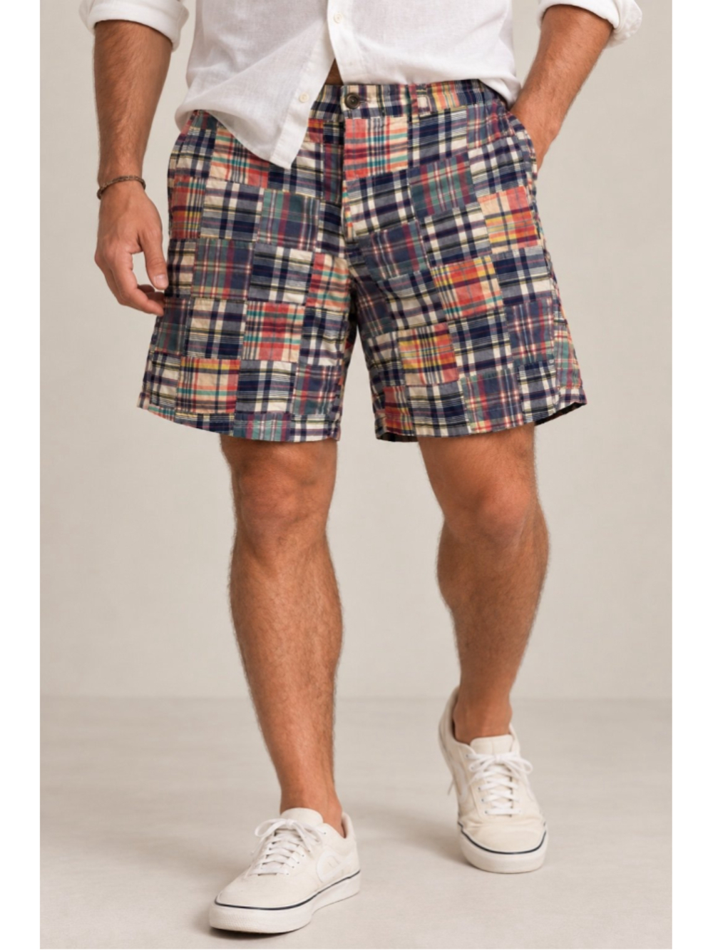 J.Crew Stanton Men's Madras Patchwork Plaid Shorts 36